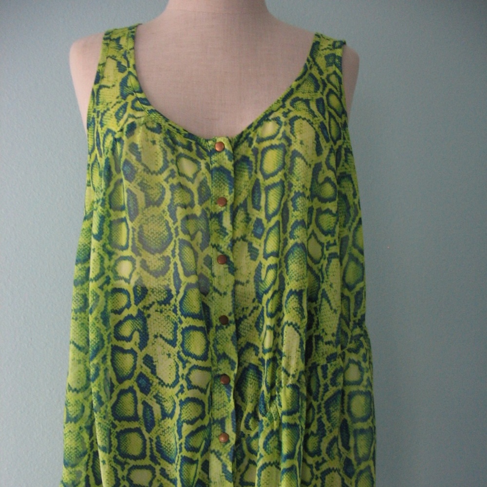 Rachel Roy  Snakeskin Print Transparent Blouse